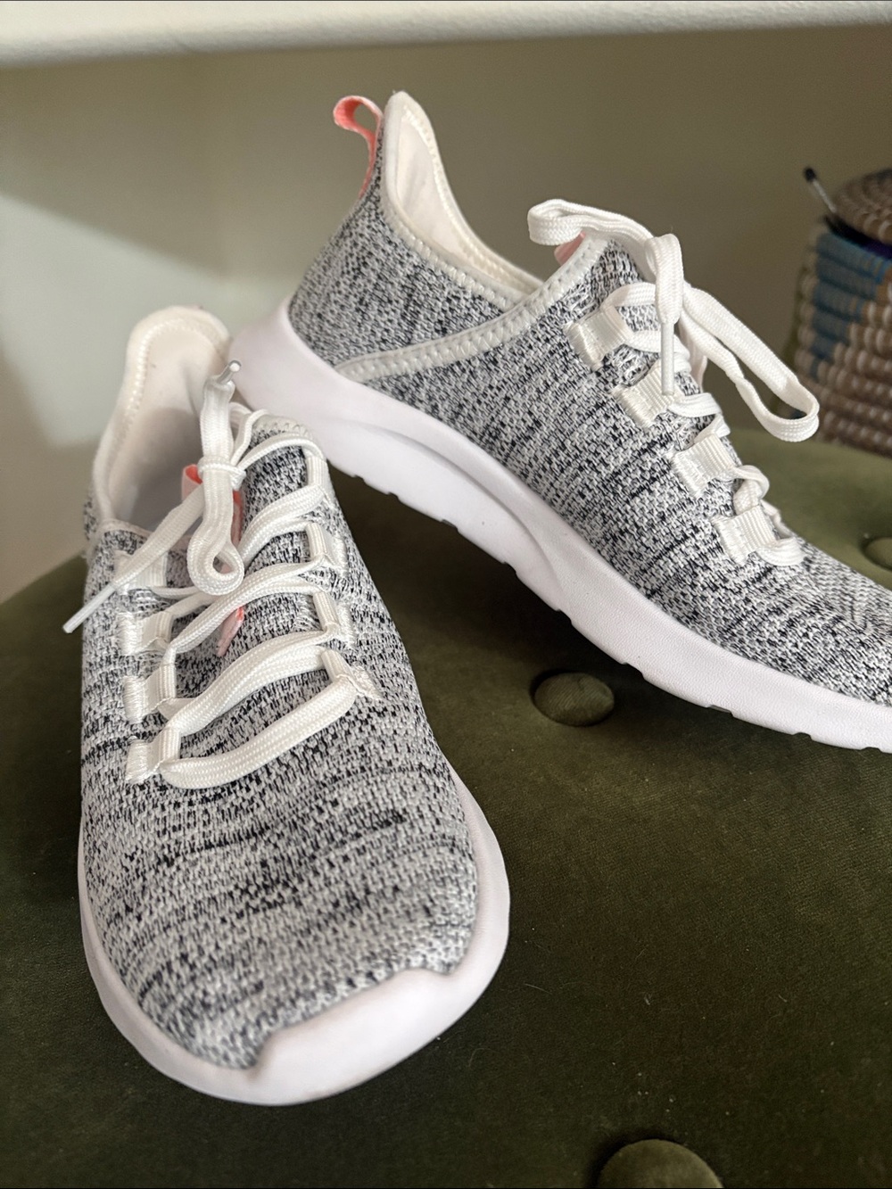 Women's Lightweight Knit Athletic Sneakers - White/Gray